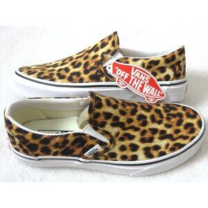 Vans Women's Classic Slip On Leopard Black True White Canvas Shoes Sizes NIB